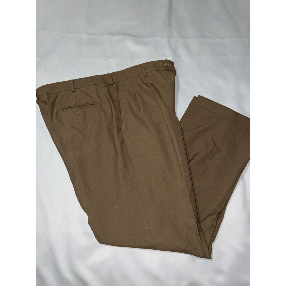 Lands End Mens Chino Pants 37 Traditional Fit Pleated Front‎ Brown
